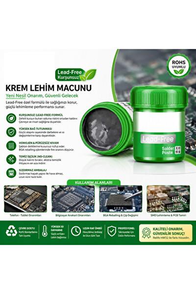Piyatech 40 GR Kurşunsuz SMD BGA Anakart ve Elektronik Tamir Lehim Macunu