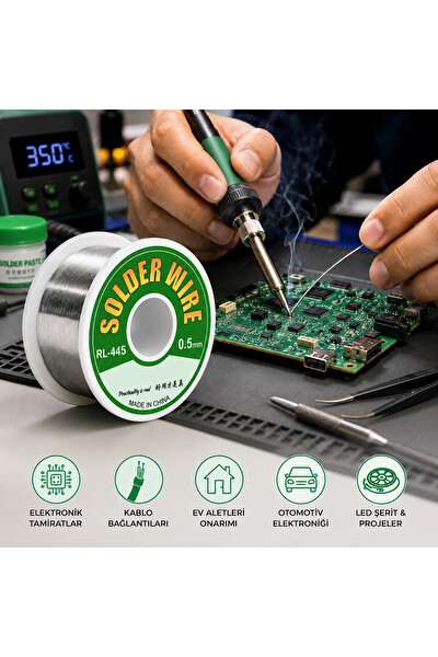 Piyatech RL-445 0.5 MM İnce Lehim Teli Hassas Elektronik ve Cep Telefonu Anakart Tamir Lehimi