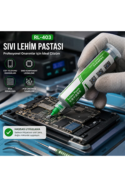 Piyatech RL-403 10 CC 183 Derece Şırınga Tipi Sıvı Lehim Pastası - Telefon ve Elektronik Tamir