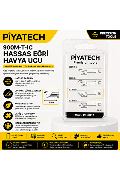 Piyatech 900M-T-IC Eğri Tip Havya Ucu 45 Derece Kurşunsuz Hassas Mikro Lehim Ucu