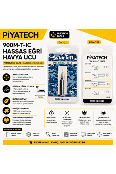 Piyatech 900M-T-IC Eğri Tip Havya Ucu 45 Derece Kurşunsuz Hassas Mikro Lehim Ucu