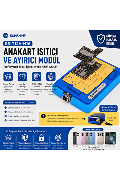 Piyatech SS-T12A-N16 iPhone 16 Serisi Anakart Isıtıcı - Ayırıcı Tamir Modülü