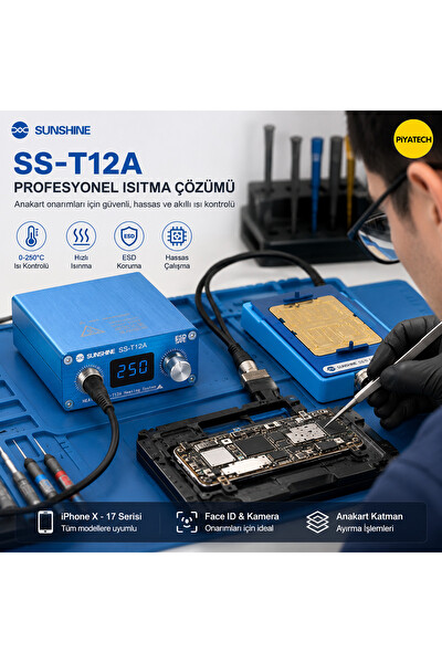 Piyatech SS-T12A iPhone X - 17 Serisi Uyumlu Anakart Isıtma ve Ayırma İstasyonu Tamir Makinesi