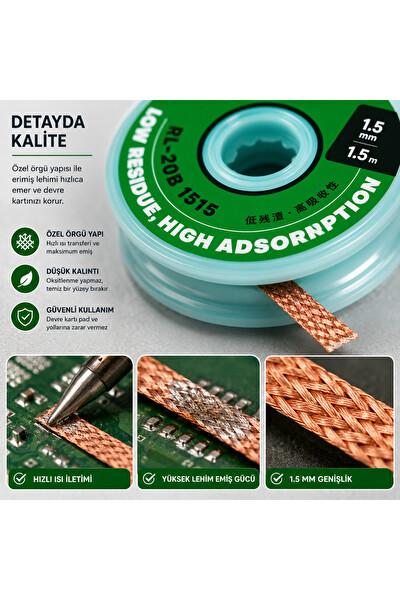 Piyatech RL-20B-1515 1.5 MM x 1.5 M Lehim Temizleme - Emme Teli