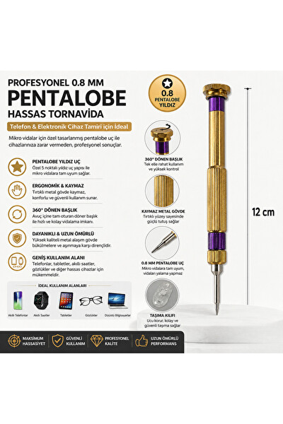 Piyatech 0.8 MM 12 CM Pentalobe Telefon Yıldız Tamir Tornavidası