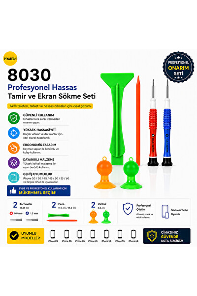 Piyatech 8030 Tornavida Ekran Açma Vantuz - Pena Takımı