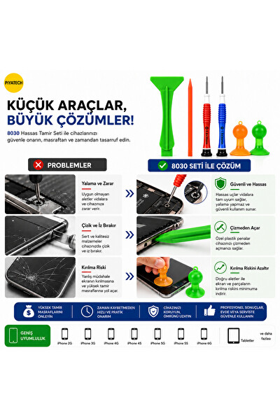 Piyatech 8030 Tornavida Ekran Açma Vantuz - Pena Takımı