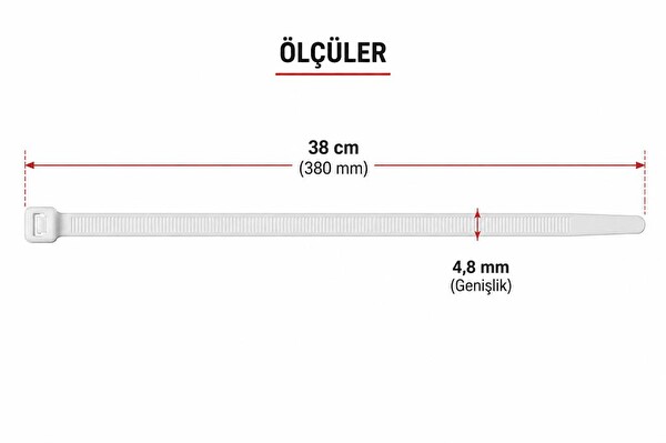 Şahnet 4.8x380 Kablo Bağı Kablo Toplama Klipsi Beyaz Çırt Kelepçe