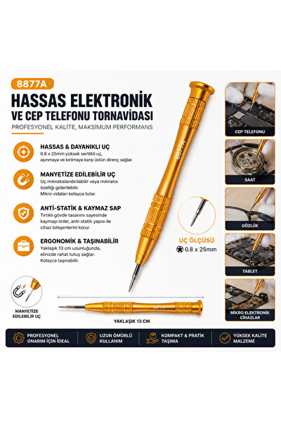 Piyatech 8877A 0.8 x 25 MM Tamir Tornavidası Alüminyum Saplı 13 CM