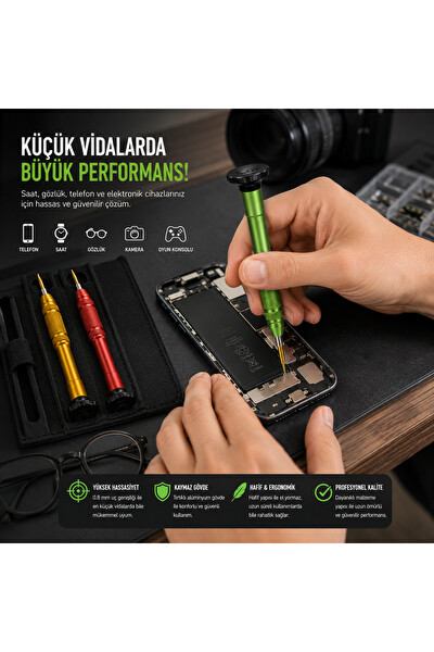 Piyatech Manyetik Tornavida NO:828 0.8 x 25 MM - Kırmızı