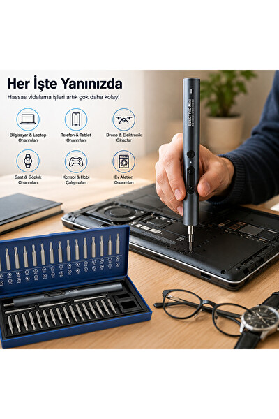 Piyatech 23'ü 1 Arada Şarjlı Hassas Elektrikli Tornavida Seti