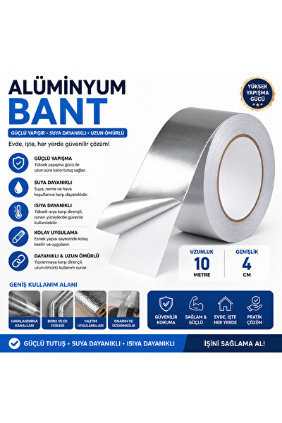 Piyatech Alüminyum 10 M x 4 CM Isıya ve Suya Dayanıklı Yapışkan Bant