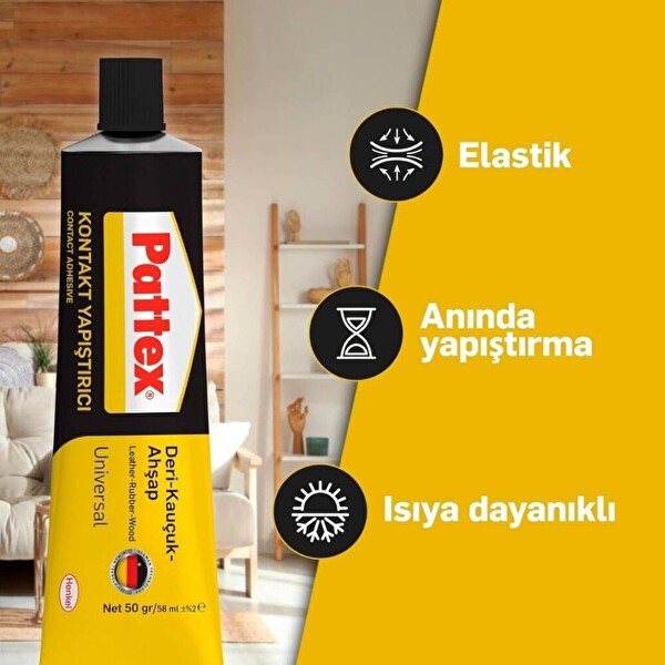 Pattex Kontakt Deri Kauçuk Ahşap 50 GR Yapıştırıcı