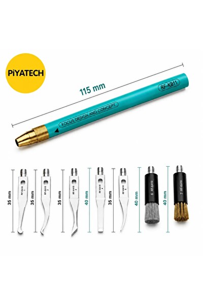 Piyatech RF-KB11 3D Telefon Anakart Entegre IC Tutkal Temizleme Bıçağı - Antistatik Fırça Seti