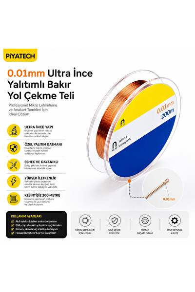 Piyatech FXS001 Bakır Anakart Tamir Teli 0.01 MM x 200 M
