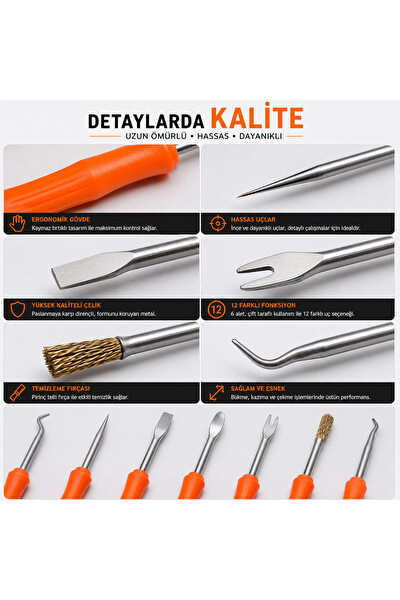 Piyatech 6 Parça Çift Taraflı Tamir Bakım Seti 18 CM