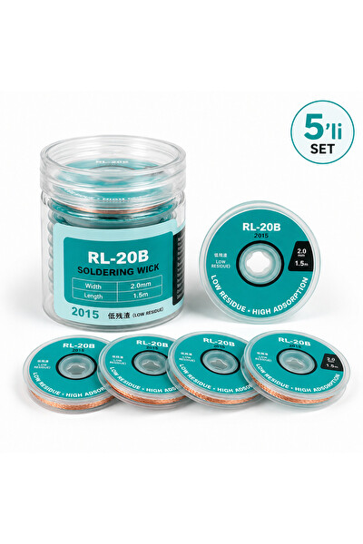 Piyatech RL-20B 5'li Paket Lehim Temizleme Teli 2.0 MM 1.5 M