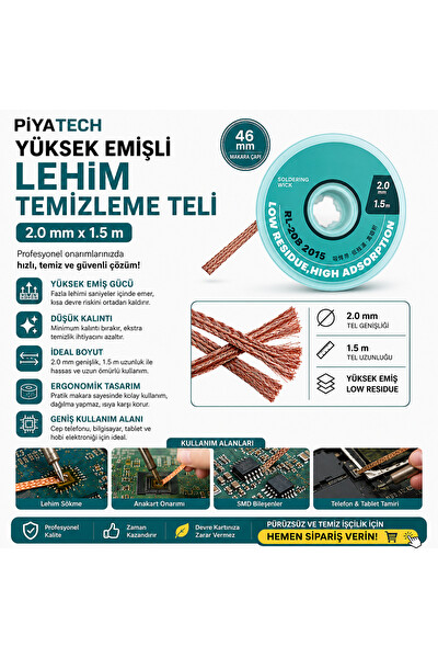Piyatech RL-20B Lehim Temizleme Teli 2.0 MM 1.5 M