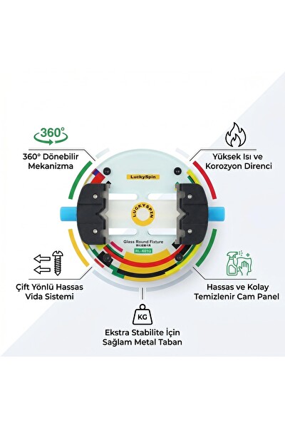 Piyatech RL-601Q Cam Yüzeyli 360 Derece Dönebilen Anakart - Entegre Tutucu Tamir Sabitleyici Mengene