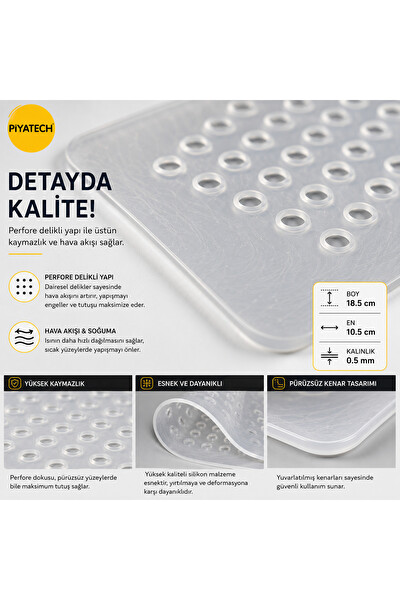 Piyatech Yanmaz Silikon Delikli Kaymaz Seperatör Pedi 18.5 x 10.5 CM