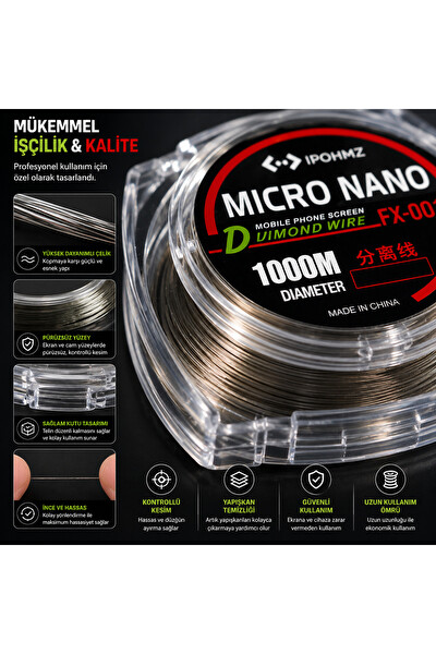 Piyatech Micro Nano LCD Ekran Ayırma Teli 0.04 MM 1000 M