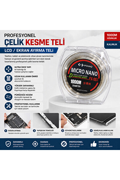 Piyatech Micro Nano LCD Ekran Ayırma Teli 0.04 MM 1000 M