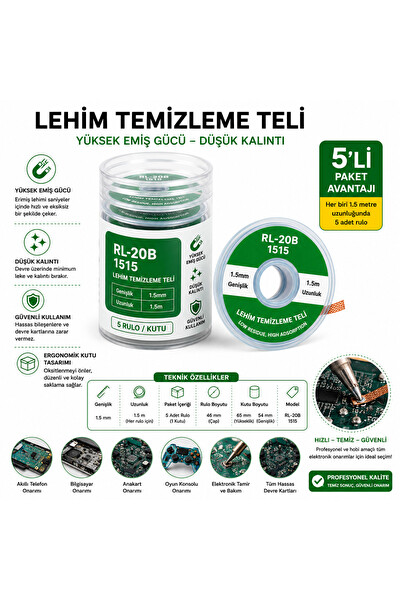 Piyatech RL-20B 1515 5'li Lehim Emme Teli 1.5 MM x 1.5 M