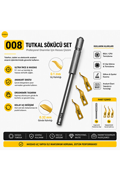 Piyatech 008 BGA Çip Entegre Temizleme Kazıyıcı Seti 13 CM