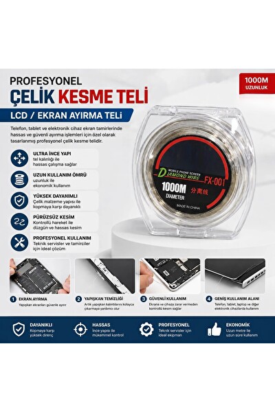 Piyatech Micro Nano LCD Ekran Ayırma Teli 0.08 MM 1000 M