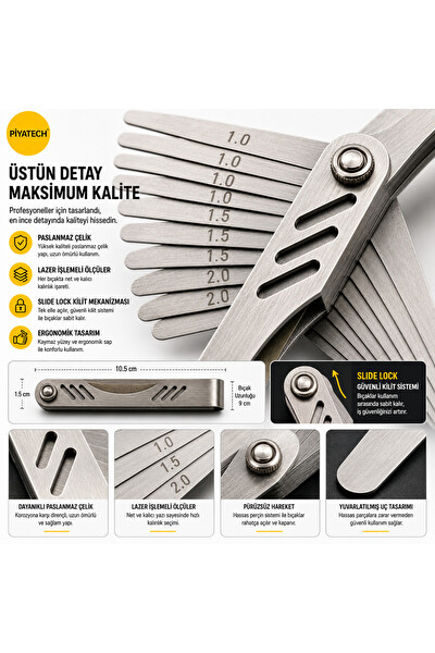Piyatech Paslanmaz Çelik 14 Bıçaklı Tamir Takımı 1.0 - 1.5 - 2.0 MM
