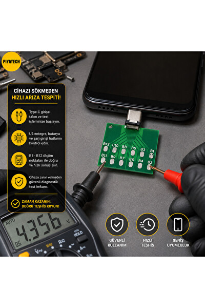 Piyatech Android Type-C Micro Dock Flex U2 Entegre Batarya Şarj Soketi Test Modülü