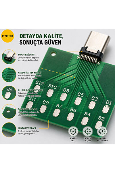 Piyatech Android Type-C Micro Dock Flex U2 Entegre Batarya Şarj Soketi Test Modülü