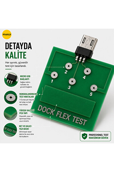 Piyatech Android - Micro - Usb Dock Flex Test Kartı - Şarj - Batarya Arıza Tespit Cihazı