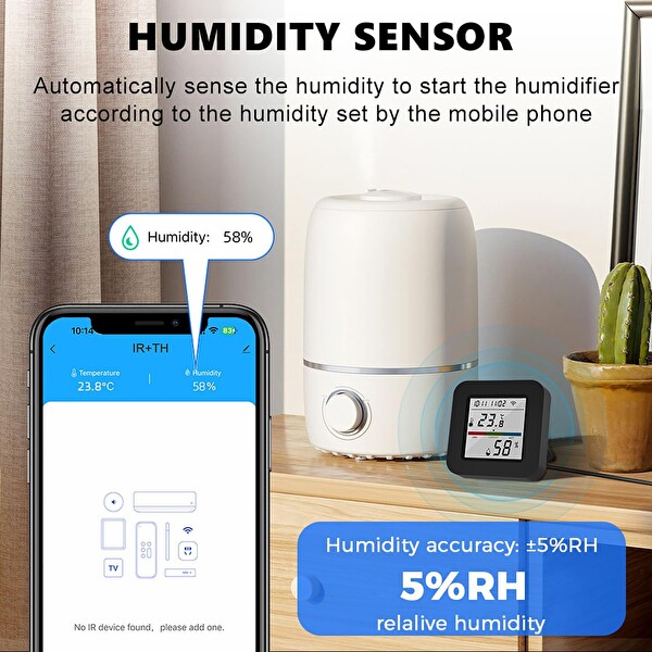Tuya Smart Wifi Infrared Sıcaklık ve Nem Kontrol Sensörü Amazon Alexa Google Home Uyumlu