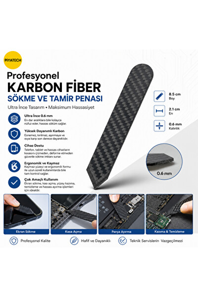 Piyatech Karbon Fiber Telefon ve Tablet Ekran Sökme Penası Tamir Kazıyıcı 8.5 x 2.1 CM 0.6 MM