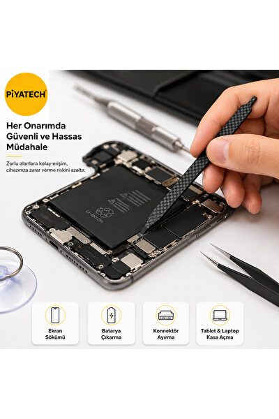Piyatech Karbon Fiber Çift Taraflı Telefon ve Tablet Ekran Sökme Çubuğu Tamir Penası 13 x 1 CM 1.6 MM