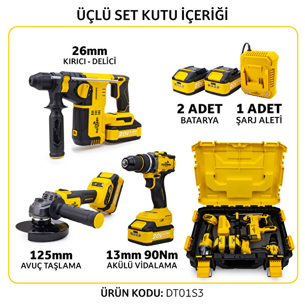 Dawreek DT01S3 Akülü Vidalama 3'lü Set