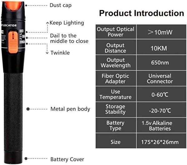 Taplin TK-16 10KM Fiber Optik Kablo Test Kalemi