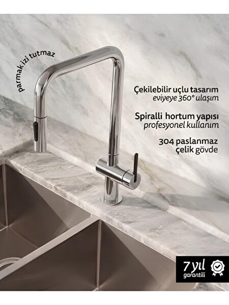 Deante Momi-U Krom Spiralli Mutfak Bataryası