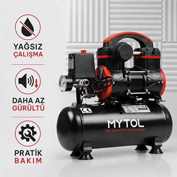 Mytol MYK0061 6 Litre 1 HP Yağsız Taşınabilir Hava Kompresörü 8 Bar