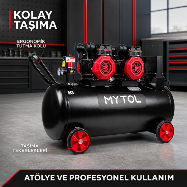 Mytol MYK1001 100 Litre 4 HP Yağsız Yüksek Hızlı Hava Kompresörü 8 Bar