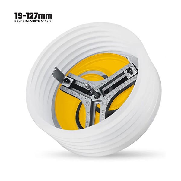 SGS 3636 Toz Kapaklı Ayarlı Bi-Metal Panç Seti 19-127 MM Spot ve Delik Açma Testeresi Aparatı