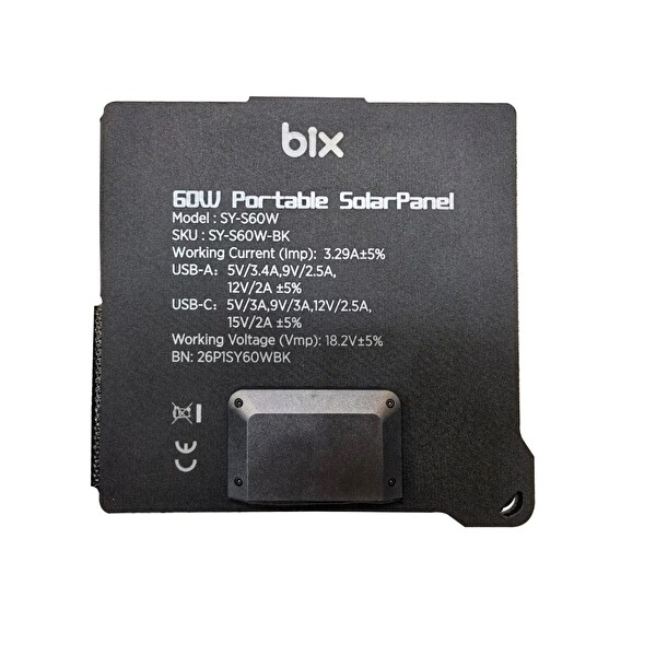 Bix 60W Katlanabilir Taşınabilir Güneş Paneli IP67 Suya Dayanıklı USB-A USB-C ve DC Çıkışlı Power Station Uyumlu Kamp Karavan