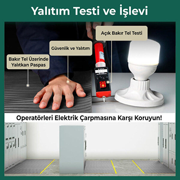 Astra 1x10 M İzole Halı 2 MM 1 kV Elektrik Yalıtkan Paspas İş Güvenliği Pano Önü Halısı - 10 Metre