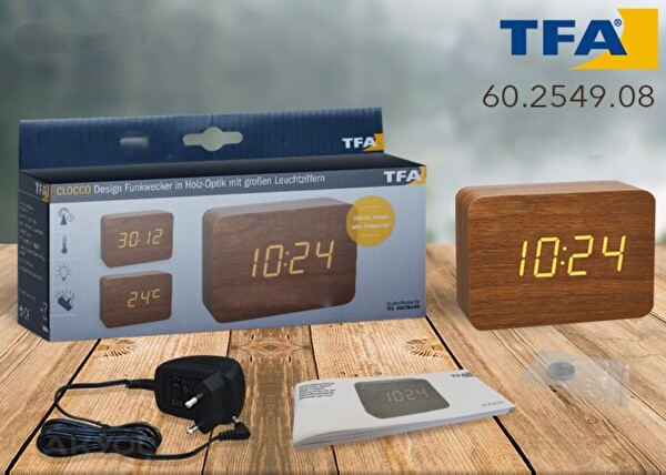 TFA 60.2549.08 Ahşap Termometre Saat