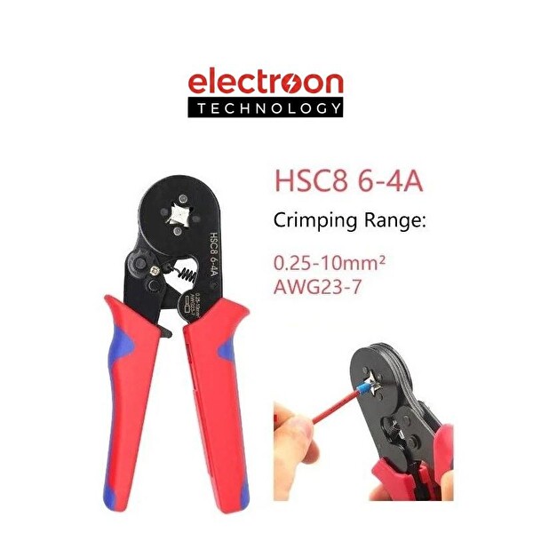 Electroon ELC-884 HSC8 6-4A 4 Köşe Terminal Sıkma Pensesi