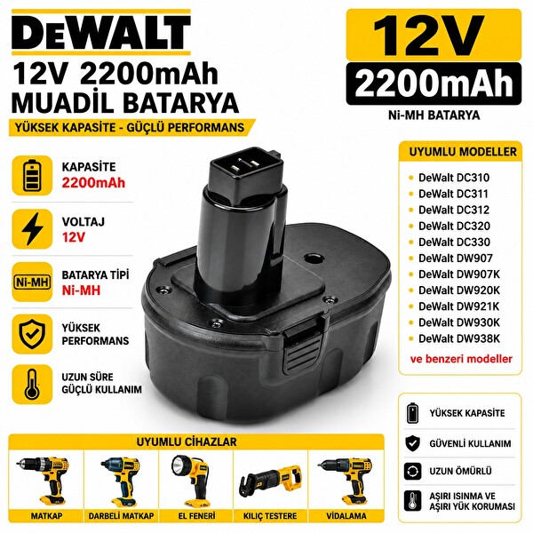 İnfostar Dewalt DE9074 - DE9075 - DW9071 - DW9072 ile Uyumlu Muadil Matkap Bataryası