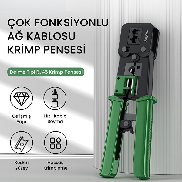 VegGieg 6P 8P Cat8 Cat7 Cat6 RJ45 RJ11 RJ12 Ethernet Ağ Kablosu Kesme Soyma Sıkma Krimpleme Aleti