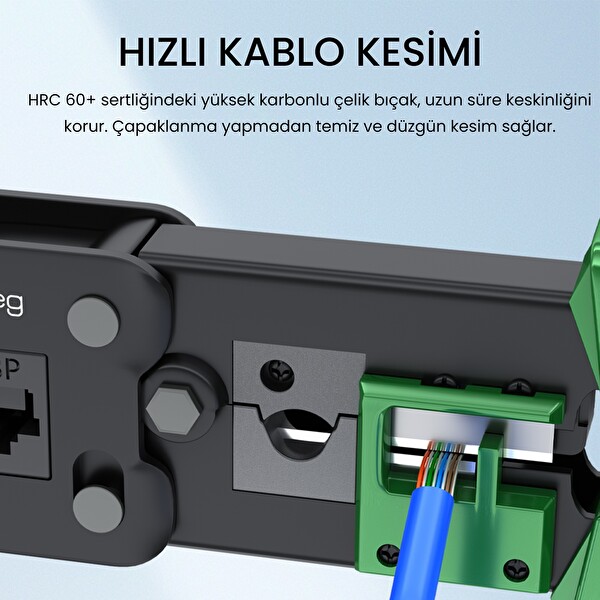 VegGieg 6P 8P Cat8 Cat7 Cat6 RJ45 RJ11 RJ12 Ethernet Ağ Kablosu Kesme Soyma Sıkma Krimpleme Aleti