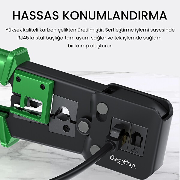 VegGieg 6P 8P Cat8 Cat7 Cat6 RJ45 RJ11 RJ12 Ethernet Ağ Kablosu Kesme Soyma Sıkma Krimpleme Aleti